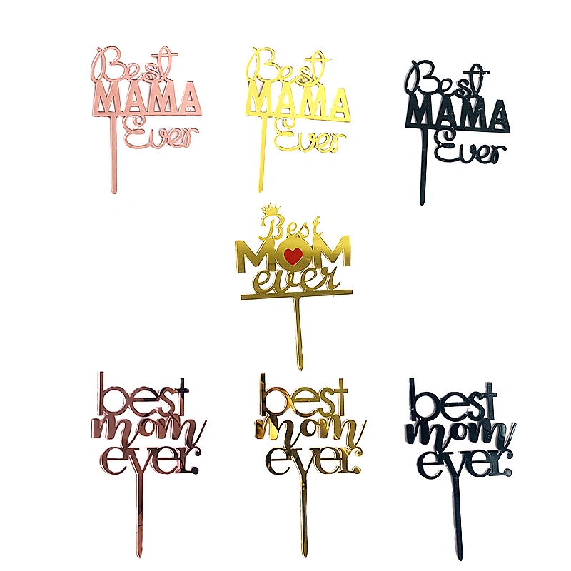 Best Mom Ever Mothers Day Birthday Decoration Cake Topper Gold and Silver Acrylic Mom Cake Topper