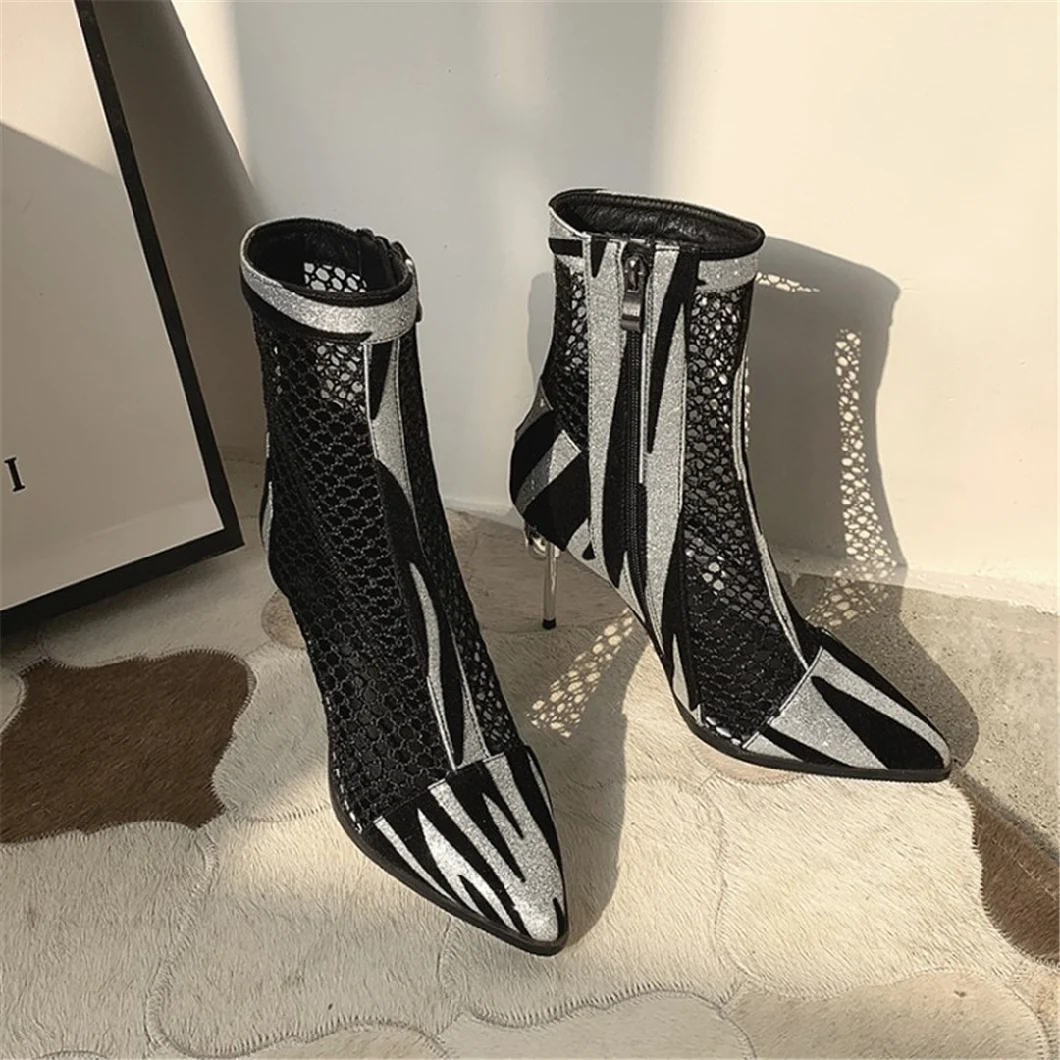 Women Shoes Summer Boots Fashion Metal Heel Diamonds Thin Heel Spring Sandals