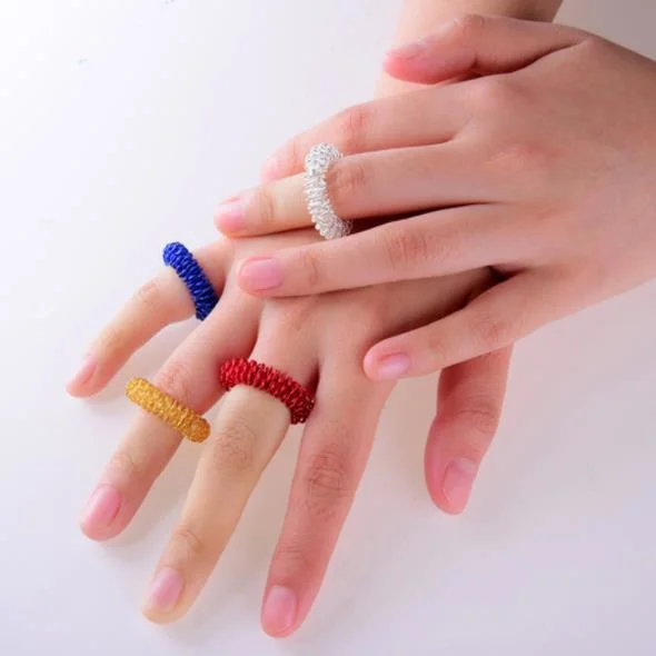Wholesale Harbour Stainless Steel Roller Sujok Acupressure Finger Massager Ring Finger Acuppoint Stimulate Massage Rings