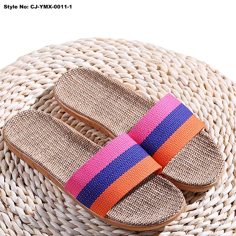 Custom Logo Beach Quick Drying Plain Women Slipper Slide Sandal with Linen Insole