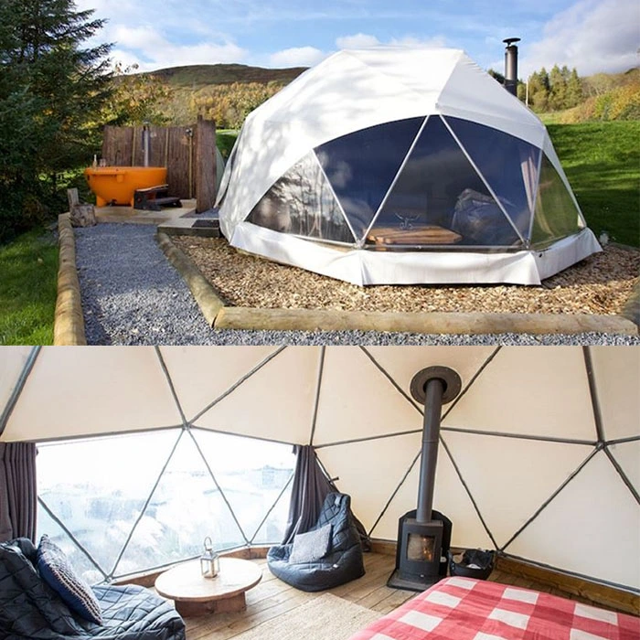 Fire-Proof Geodesic Dome Greenhouse Glamping Tents 6m 8m