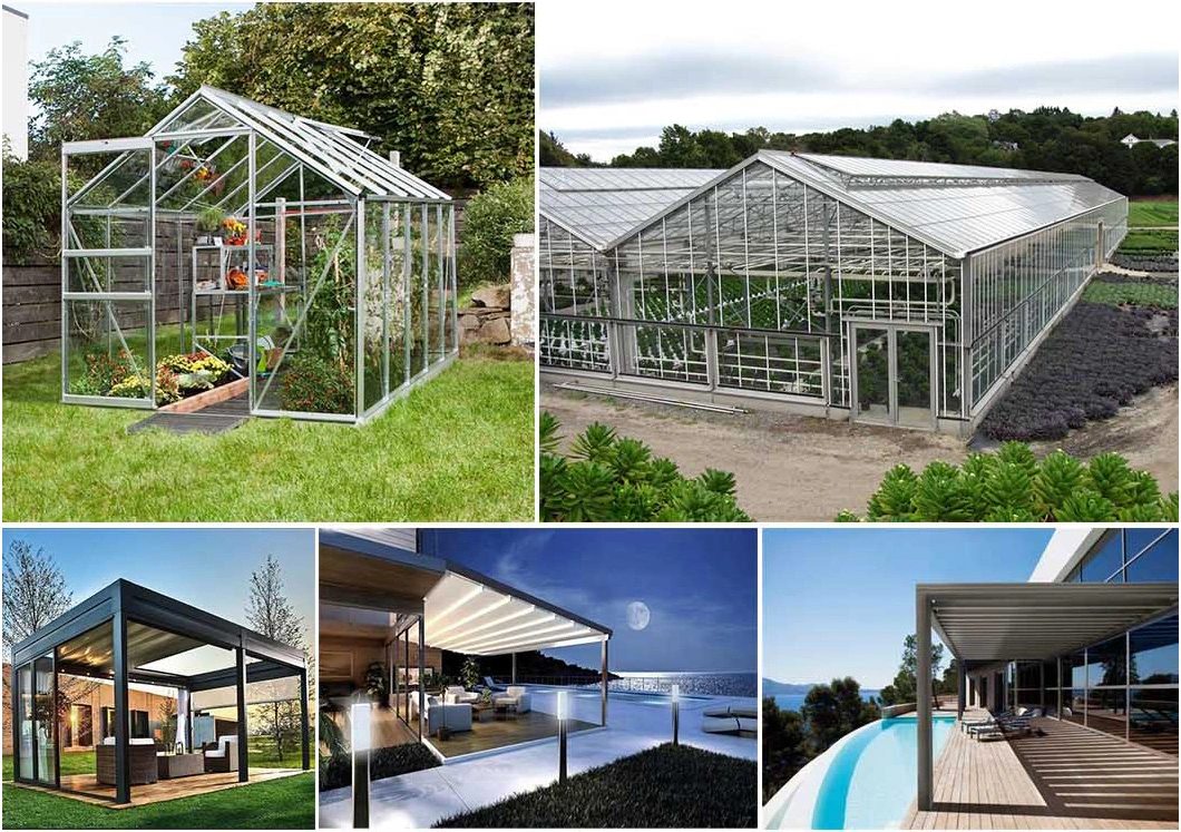 China Free Standing Aluminium Sunroom Customized Building Material Greenhouse Garden House Glass House