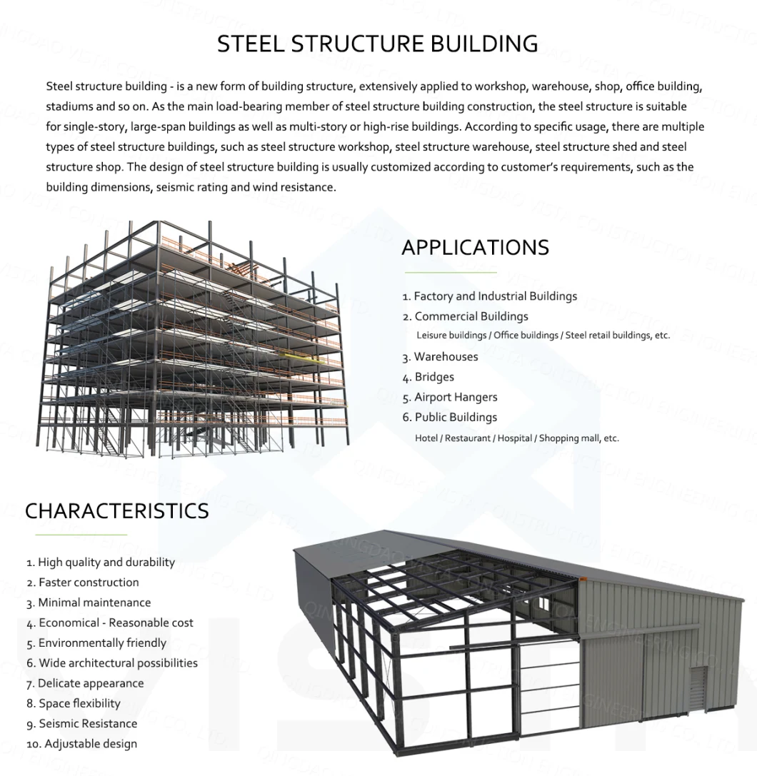 Customized Industrial Greenhouse Structural Steel Structures Frame Fabrication for Warehouse Greenhouse