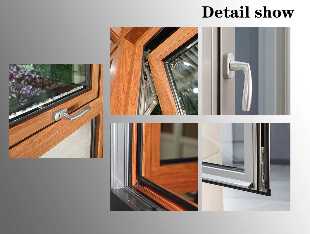 Building Material Aluminium Casement Window for Greenhouse with Wood Grain
