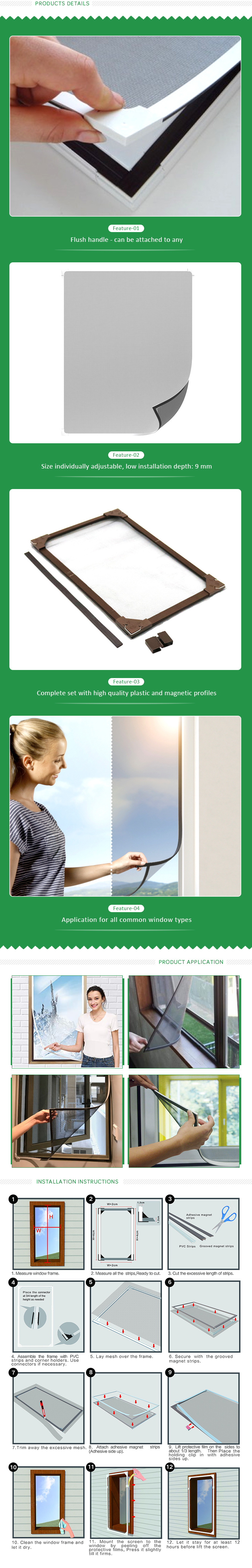 Factory Price DIY Retractable Fly Screen DIY Magnetic Insect Screen Window for Greenhouse