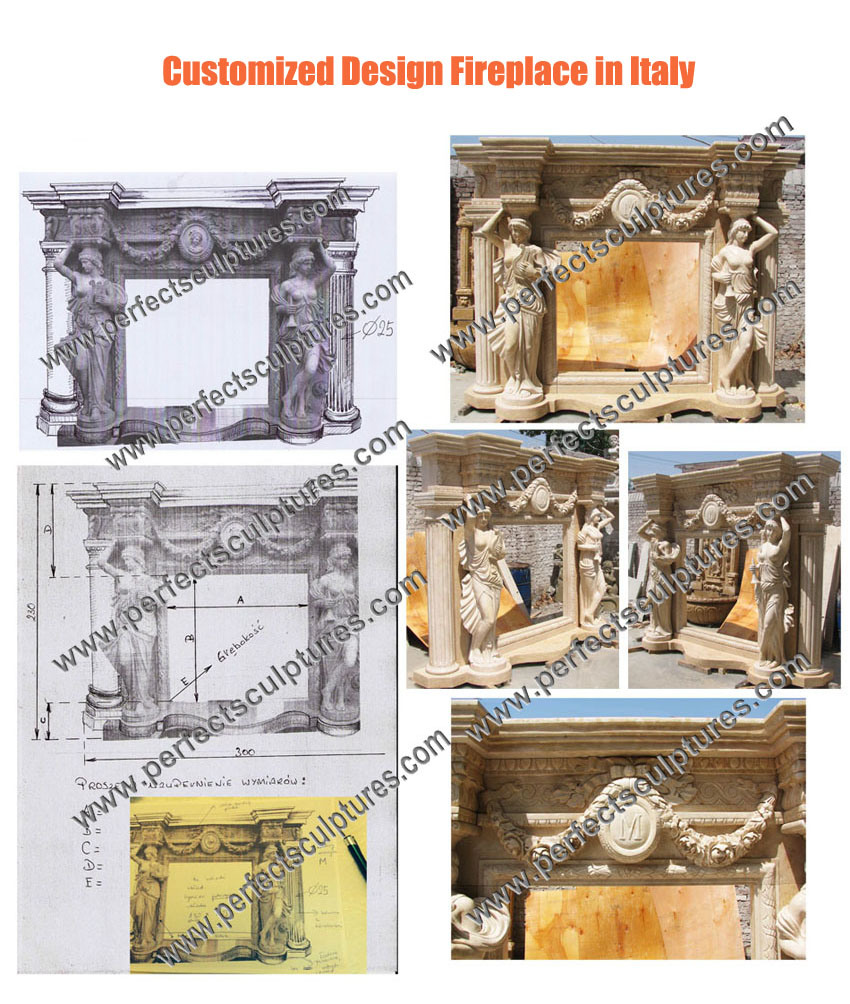 Gothic Inspired Arch Marble Fireplace Surround for Home Decor (QY-LS799)