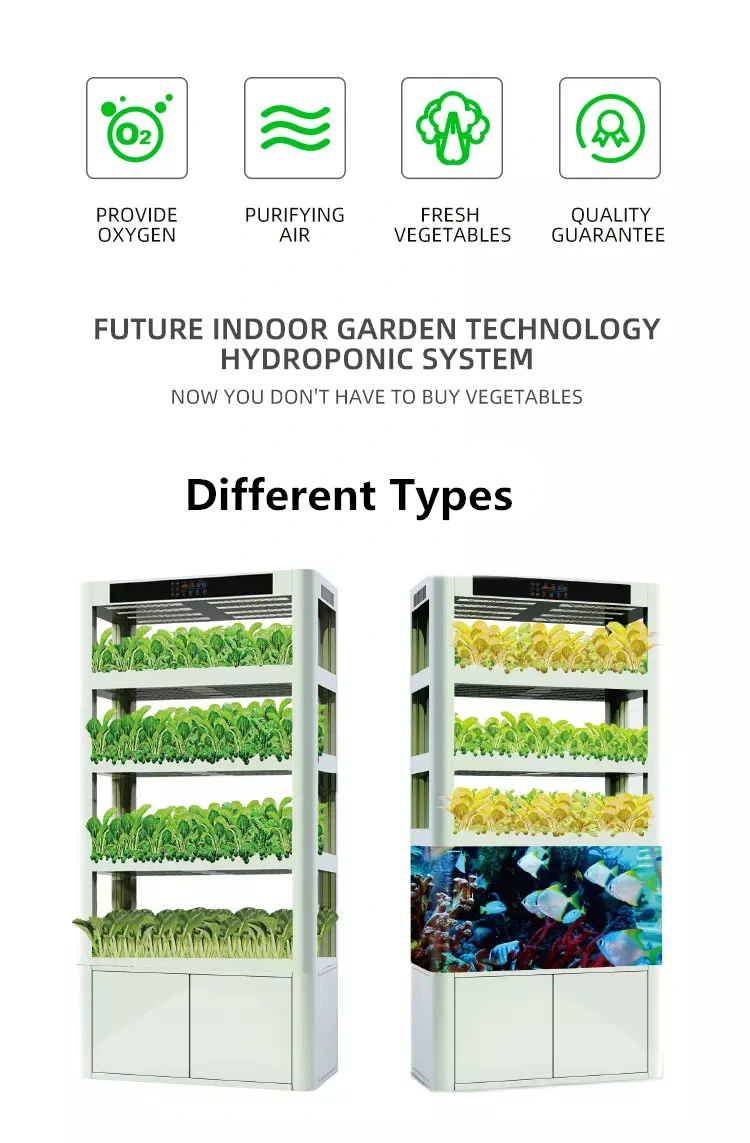 Aquaponics System Indoor Hydroponics Garden Equipment with LED Growing Light