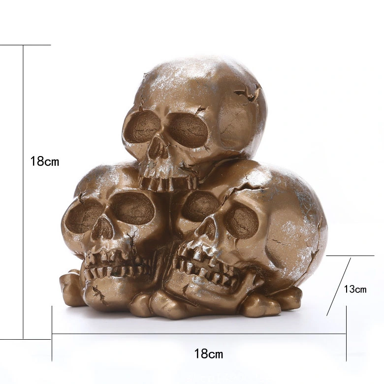 Three Wise Skeleton Head No Evil Realistic Mini Figurines Macabre Halloween Gothic Home Decor