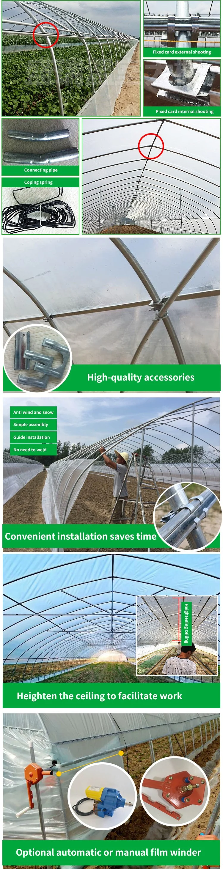 The Single Miniature Agriculture Tomato Film Greenhouse with Greenhouse Shading Net for Vegetable Growing