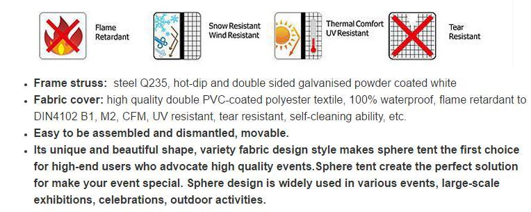 30m Diameter PVC, Transparent Glass Geodesic Dome Tents House