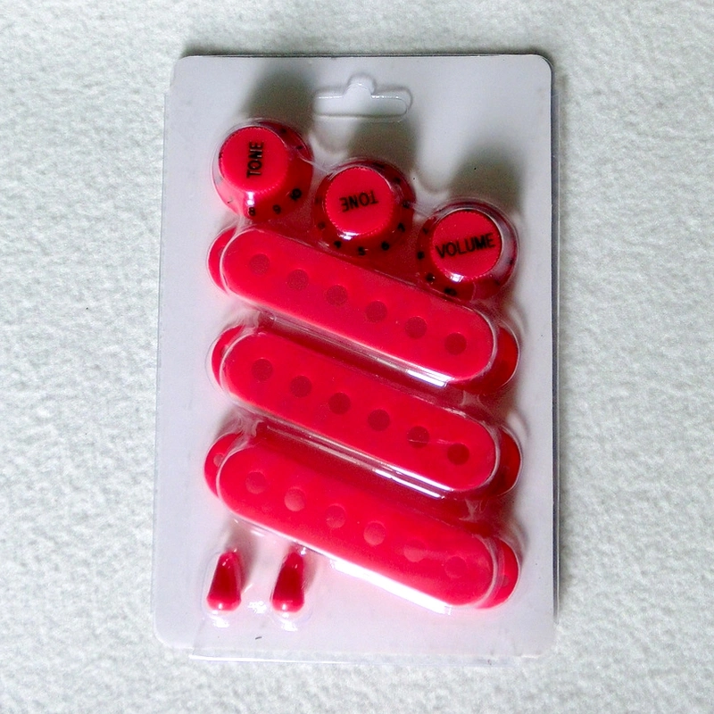 Pack Red Color Guitar Pickup Cover and Guitar Knob