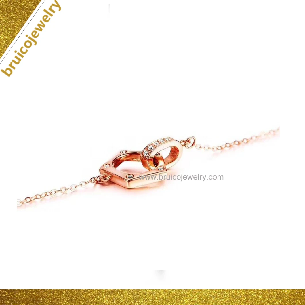 Fashion Jewelry Rose Gold Color Plated Jewellery Sterling Silver CZ Bracelet for Girls
