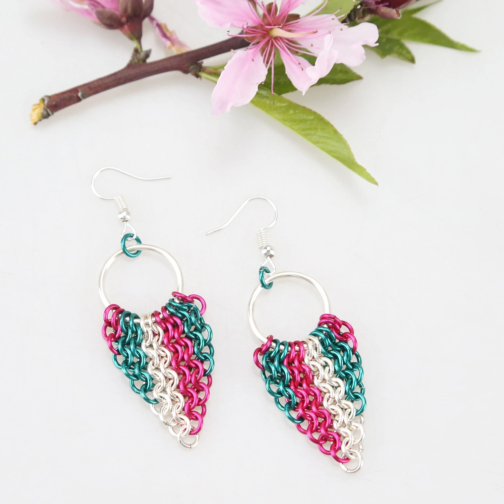 Symmetry Chainmail Wire Wrapped Earring Strawberry Shape Jewelry