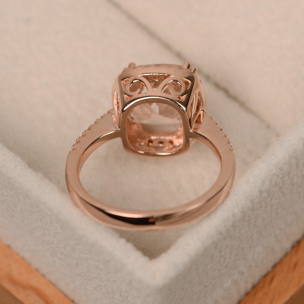 Attractive Square Rose Gold Plated CZ S925 Silver Wedding Rings