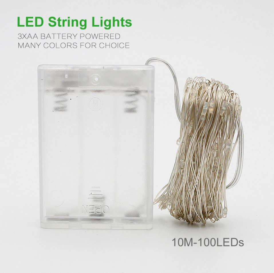 2m 5m 10m Copper Silver Wire LED String Lights Waterproof Holiday Lighting for Fairy Christmas Tree Wedding Party Decoration