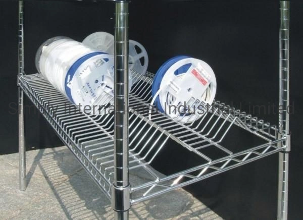 Mobile Chrome Plated Wire Cart Silver Reel Component Display Wire Trolley