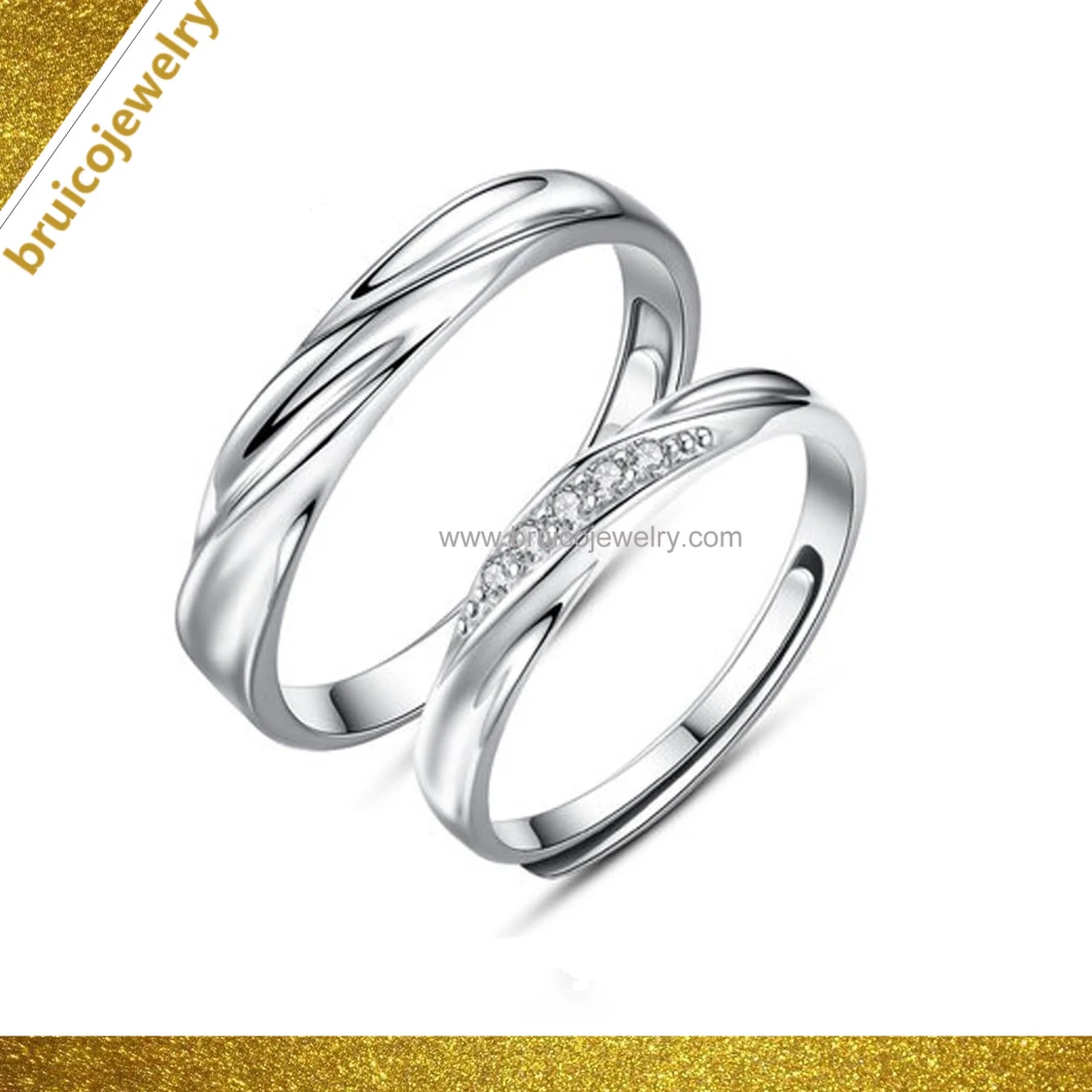 Fashion Design 925 Silver Jewelry Gold Plated Jewellery Wedding Rings for Bridal Couple