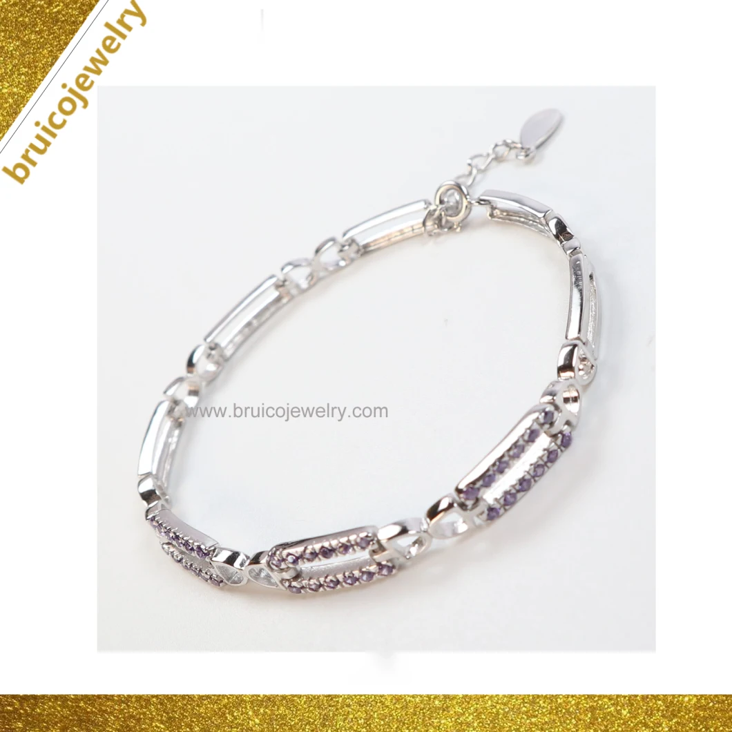 New Design Jewellery 925 Sterling Silver White Gold Plated Jewelry Bracelet for Party