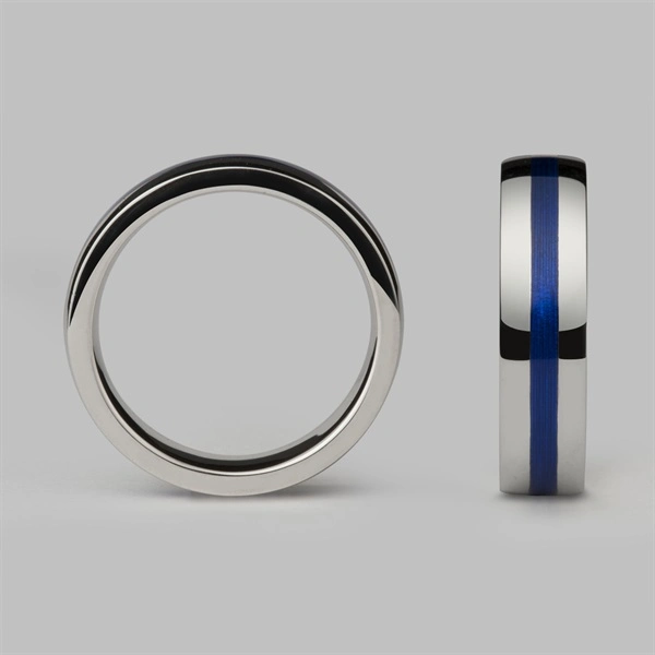 Enamel Geo Elipse Ring Sterling Silver & Royal Blue Enamel