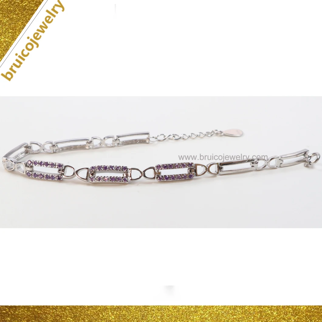 New Design Jewellery 925 Sterling Silver White Gold Plated Jewelry Bracelet for Party
