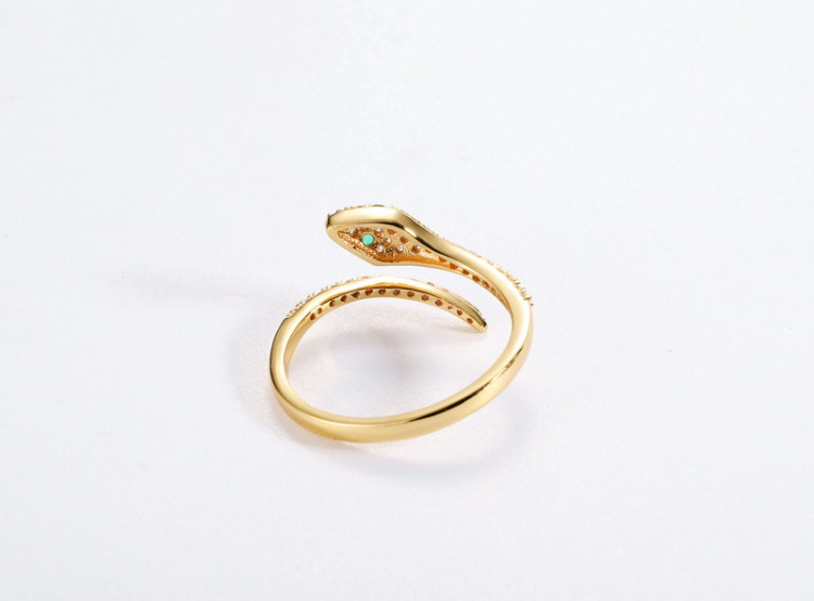 Animal Jewellery 5A CZ Women Finger Band Gold Plated 925 Sterling Silver Snake Wrap Ring
