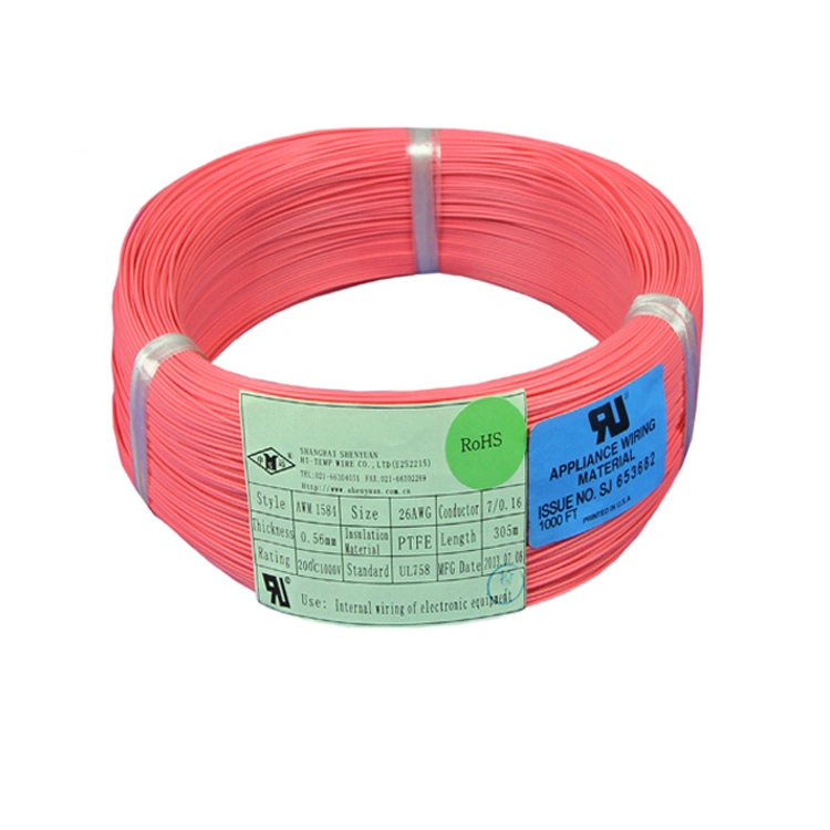 1000V 200 Degree Awm1584 PTFE Insulated Silver or Nickel Copper High Temperature Electrical Wire
