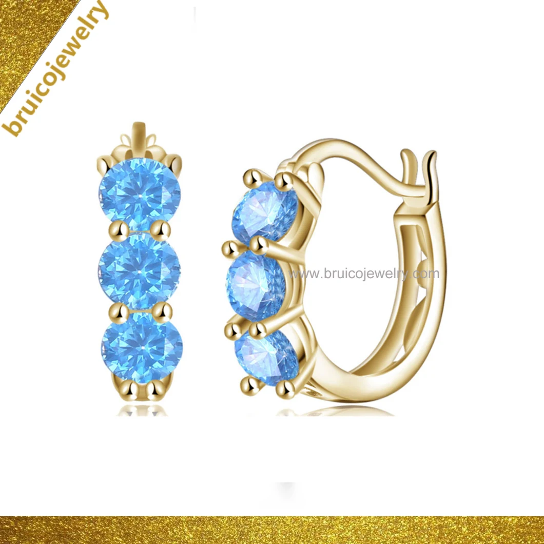 Fashion Jewellery 925 Sterling Silver Jewelry White Gold Plated Huggies Earring with Zirconia