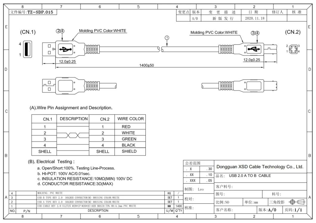 High Speed Power Transmission Electrical Wire with Gold-Plated