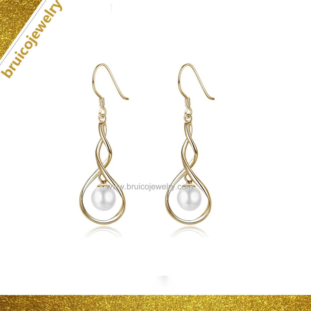 Fashion Jewellery 18K Yellow Gold Plated Jewelry Earring 925 Sterling Silver Drop Earring with Pearl