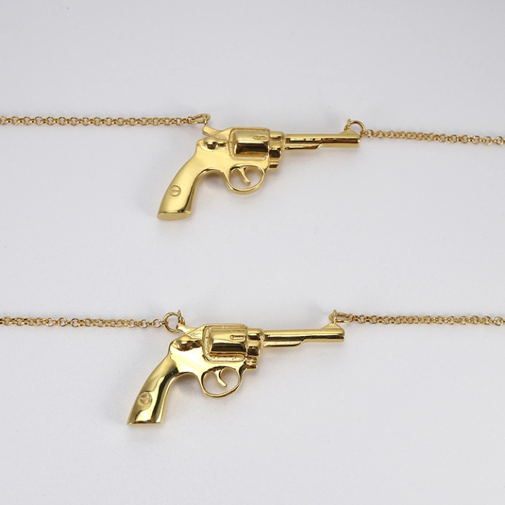 Custom Dainty Gun Pendant 18K Gold Plated 925 Sterling Silver Jewellery Fashion Necklace Jewelry