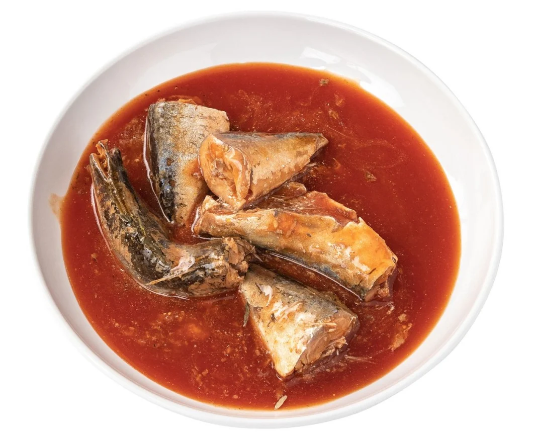 Canned Seafood Mackerel Fish in Tomato Sauce Canned Mackerel in Tomato Sauce with Private Labels