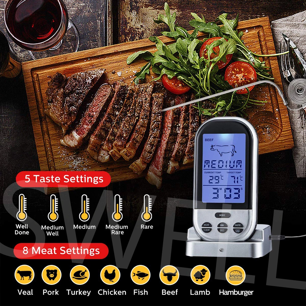 Hot Sale Food Thermometer BBQ Meat Thermometer New Digital Kitchen Wireless BBQ Food Meat Thermometer