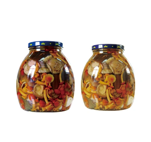 Canned Marinated Mushrooms in Glass Jar
