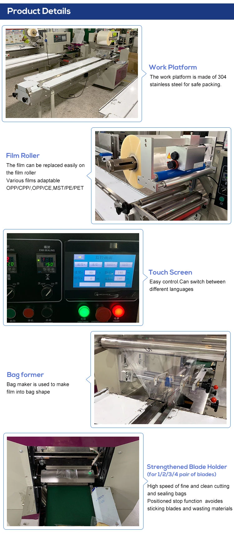 Automatic Easy to Operate Ham Sausage / Cake / Kitchen / Meat Pouch Packing Machine
