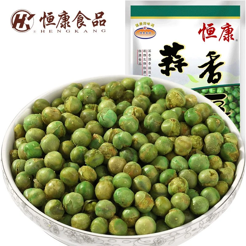 2020 Hot Sale Canned Bean Roasted Fried Garlic Green Peas Healthy Snack Foods