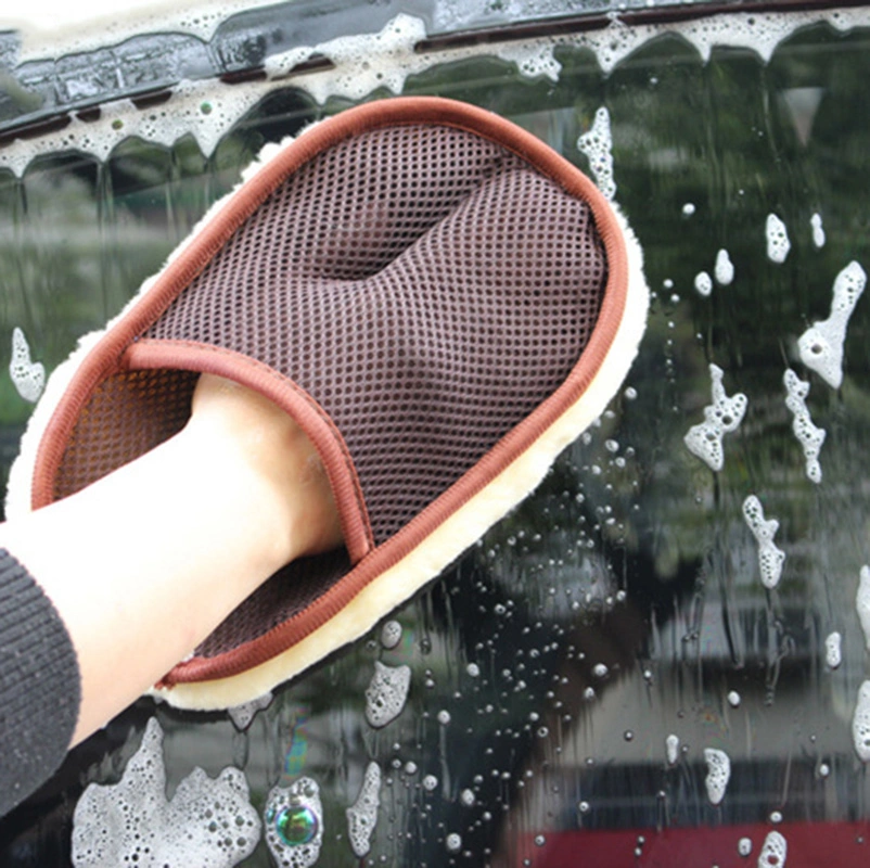 Wool Car Wash Mitt, Short Pile Mitt Soft Smooth Scratch & Lint Free Scrubber High Density Car Wash Detailing Mitt Wool Glove for Car Esg12940