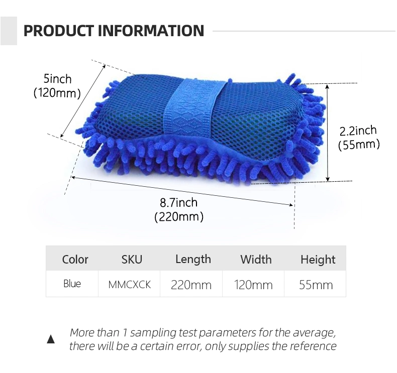 Microfiber Car Wash Sponge Premium Chenille Lint-Free Scratch-Free Soft Auto Cleaning Pad
