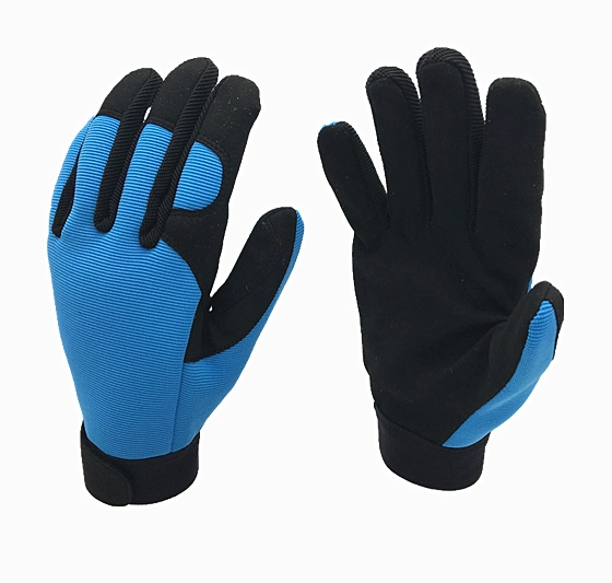 Microfiber Palm Blue Spandex Back Unlined Mechanic Glove Tool Work Glove
