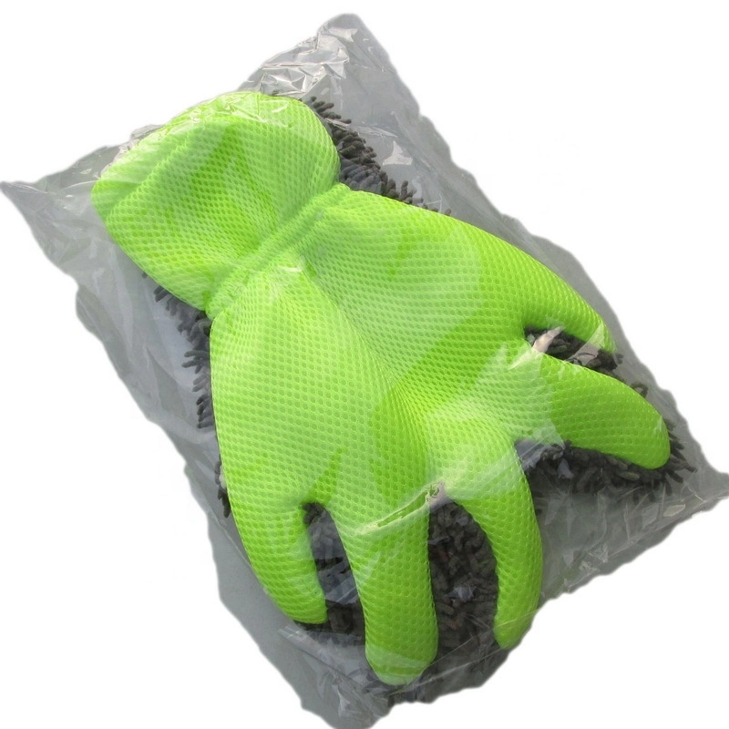 Soft Scratch Free 5-Finger Magic Mesh Plush Chenille Microfibre Car Wash Gloves for Cleaning