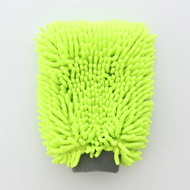 Green Color 20X30cm Premium Quality Scratch-Free Microfiber Chenille Car Wash Mitt Car Detailing Glove