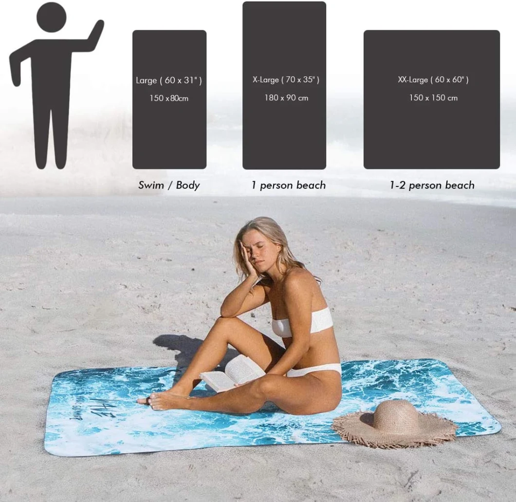 Microfiber Beach Towel, Quick Dry Lightweight (60 X 31) Swim Towels, Wave Printed Travel Bath Towel, Shower Beach Blanket Sand Free Towel (Large(60 X 31)