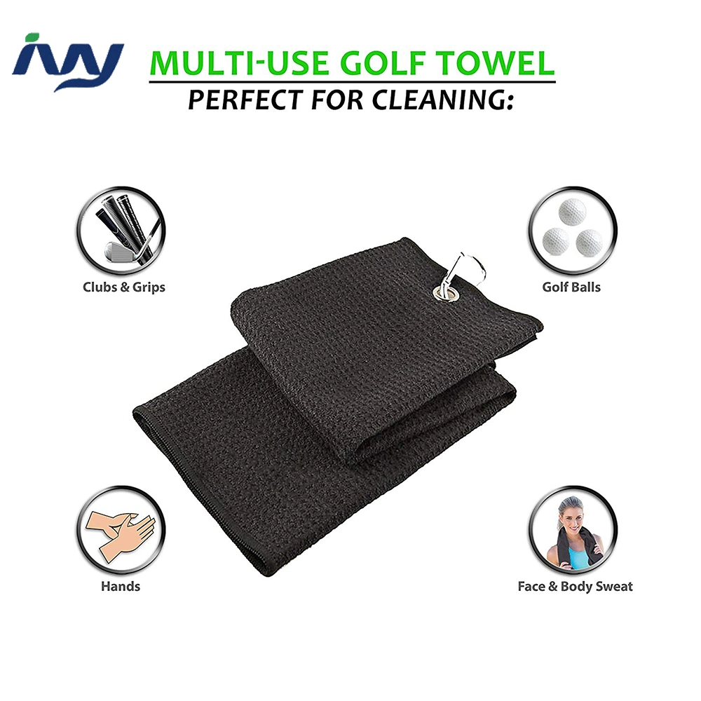 Hot Selling Microfiber Bamboo Waffle Terry Golf Towel with Waterproof