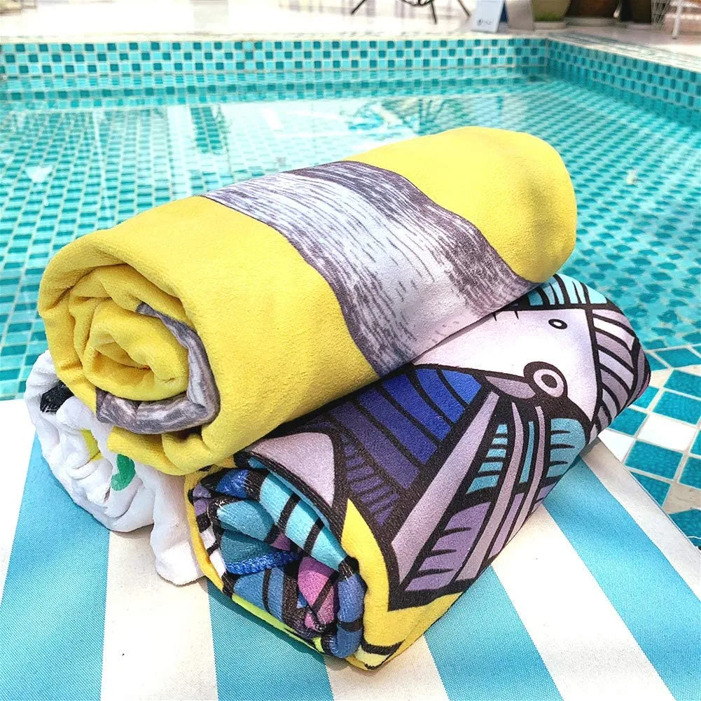 Quick Dry Absorbent Compact Blanket Sand Free Lightweight Microfiber Bath Towel for Swimming Sports Travel Beach