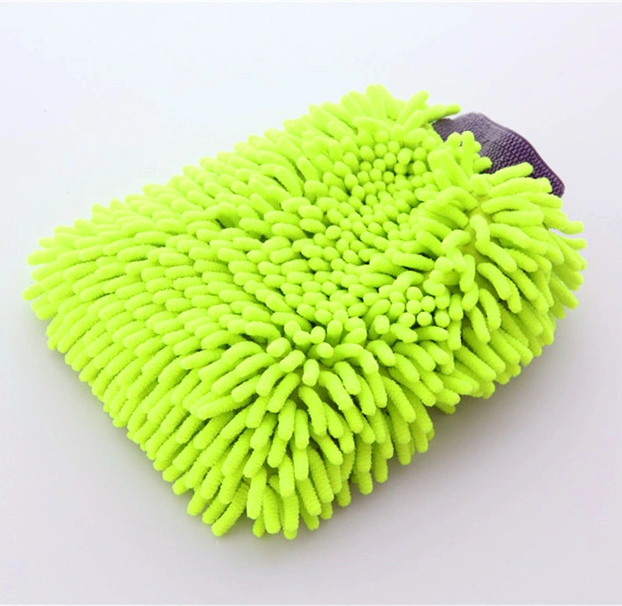 Green Color 20X30cm Premium Quality Scratch-Free Microfiber Chenille Car Wash Mitt Car Detailing Glove