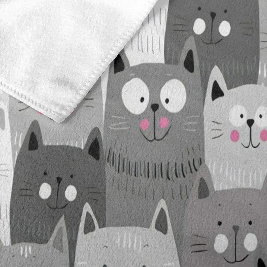 Cute Cartoon Cats Microfiber Bath Towel Quick Dry Absorbent Oversized Plush Beach Blanket for Sports Travel Pool Swimming Bathroom (52