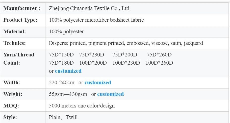 Changxing Factory Wholesale 90GSM Disperse 100 Polyester Microfiber Fabric