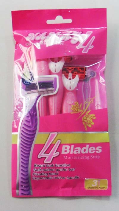 Top Quality Four Blades Disposable Razor with Blister Card