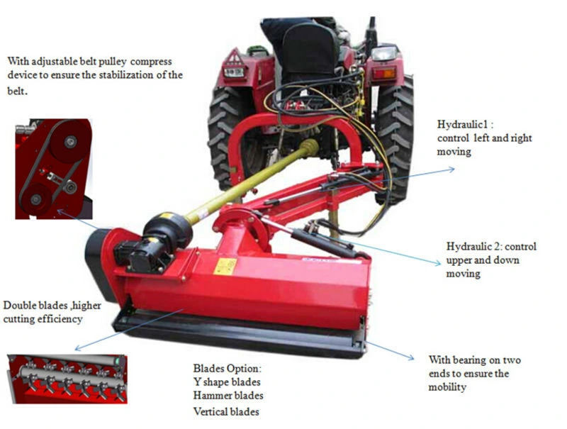 Compact Tractor Side Flail Mower Use Double Hammer Blades
