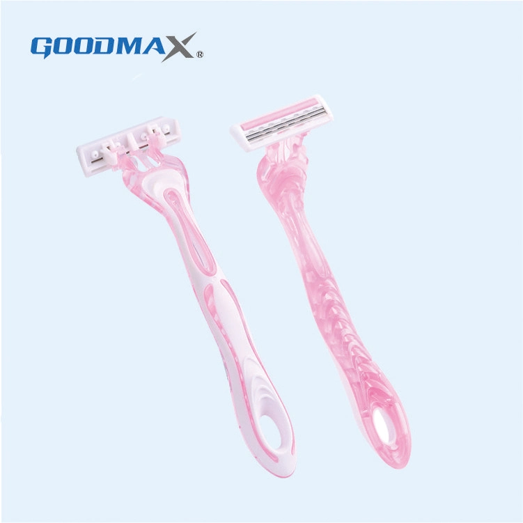Triple Blades Disposable Shaving Razor for Women in Polybag Package