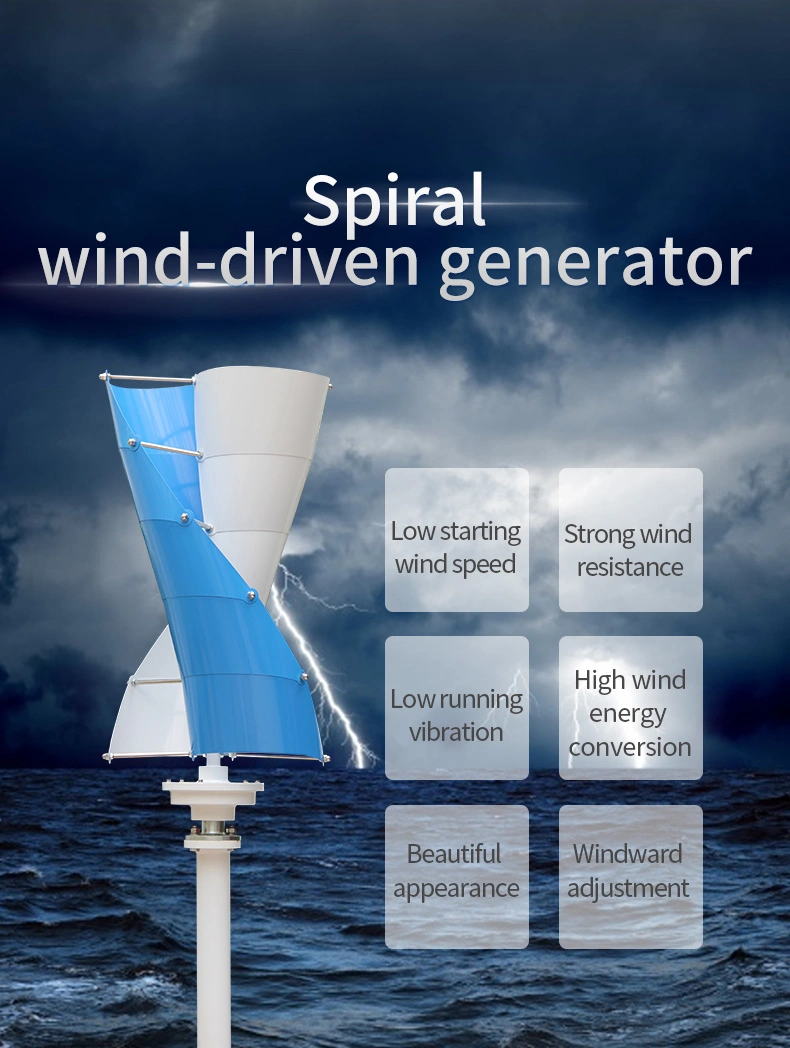 Mini Spiral Style Wind Turbine Generator Flexible Blades